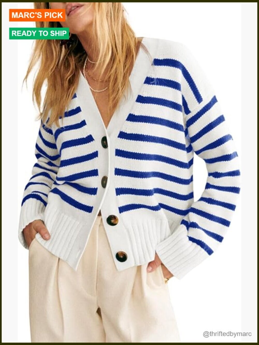 V Neck Button Down Striped Cardigan Sweater Long Sleeve Open Front Ribbed Knit